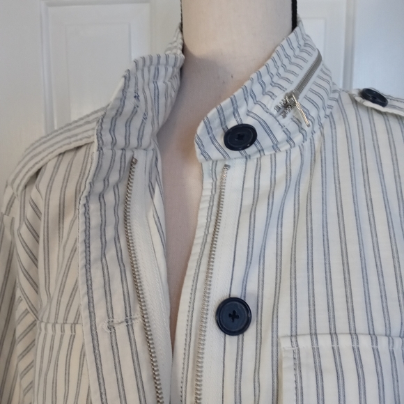 Joie Cristi White and Blue Stripe Utility Jacket - Picture 7 of 16